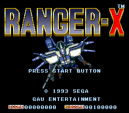 Ranger-X (Europe) Title Screen